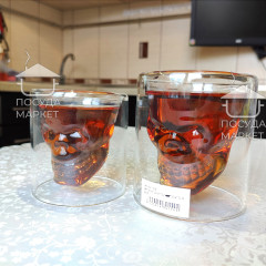 Стакан с двойным дном 150 мл для кофе Череп 