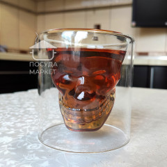 Стакан с двойным дном 150 мл для кофе Череп 