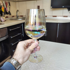 Большой бокал для красного вина и коктейлей 600 мл перламутровое стекло Bumble 