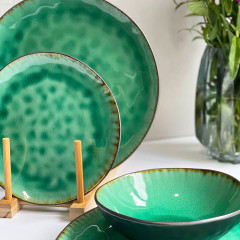 Тарілка обідня кругла 27 см плоска зелена Green Lagoon