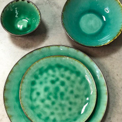 Тарілка обідня кругла 27 см плоска зелена Green Lagoon