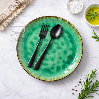 Тарілка десертна кругла 21 см плоска зелена Green Lagoon Тарілка десертна кругла 21 см плоска зелена Green Lagoon