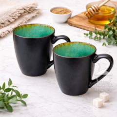 Чашка/кухоль 350 мл керамічна чорна/зелена Green Lagoon