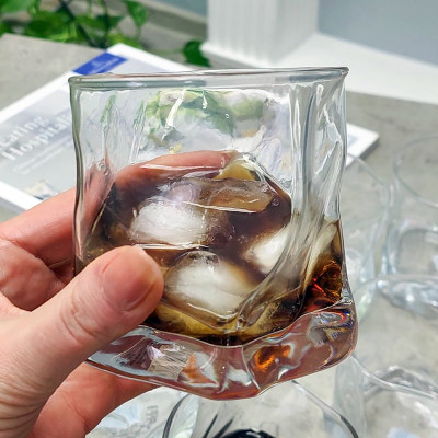 Мятый стакан для виски/напитков/воды 280 мл Gravity, прозрачный фигурный стакан (набор 6 шт)