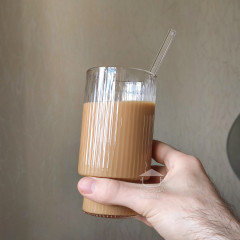 Фигурный высокий большой стакан 400 мл стекла Bosphorus с прозрачного стекла с мелкими гранями