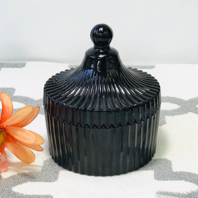 Cахарница-конфетница стеклянная с крышкой 250 мл Golden Dome, черное стекло Cахарница-конфетница стеклянная с крышкой 250 мл Golden Dome, черное стекло