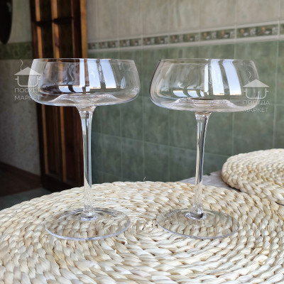 Фото 2 -Преміальний набір широких келихів 6 шт 250 мл для коктейлів, шампанського, мартіні на високій ніжці "Daiquiri"