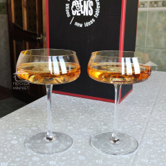 Премиальный набор широких бокалов 6 шт 250 мл для коктейлей, шампанского, мартини на высокой ножке "Daiquiri"