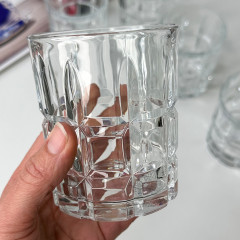 Набір фігурних низьких склянок (стаканів) 340 мл 6 шт Fortress з товстого прозорого скла для віскі/води/напоїв