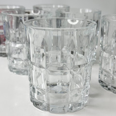 Набір фігурних низьких склянок (стаканів) 340 мл 6 шт Fortress з товстого прозорого скла для віскі/води/напоїв