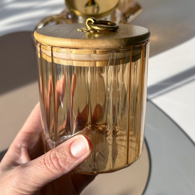 Фото 2 -Скляна янтарна банка 450 мл з ручкою-кільцем Frodo, кухонна банка для зберігання сипучих продуктів Фото 2 -Скляна янтарна банка 450 мл з ручкою-кільцем Frodo, кухонна банка для зберігання сипучих продуктів