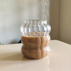 Велика фігурна склянка для коктейлів 580 мл Istanbul, скляний прозорий незвичайний фігурний стакан для напоїв