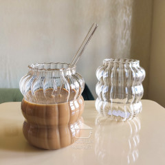 Велика фігурна склянка для коктейлів 580 мл Istanbul, скляний прозорий незвичайний фігурний стакан для напоїв