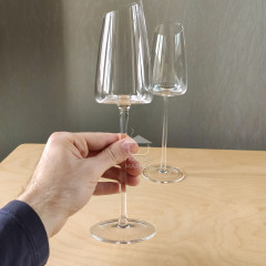 Набор 6 бокалов для шампанского 200 мл со срезанным верхом на высокой ножке Style, прозрачное стекло