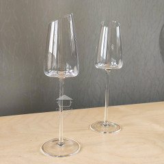 Набор 6 бокалов для шампанского 200 мл со срезанным верхом на высокой ножке Style, прозрачное стекло