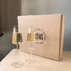 Набор 6 бокалов для шампанского 200 мл со срезанным верхом на высокой ножке Style, прозрачное стекло