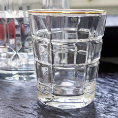 Набір 6 чарок 50 мл Fortress з прозорого скла та золотим обідком