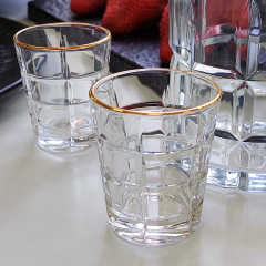 Набір 6 чарок 50 мл Fortress з прозорого скла та золотим обідком
