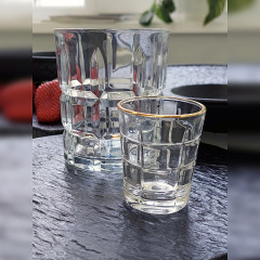 Набір 6 чарок 50 мл Fortress з прозорого скла та золотим обідком