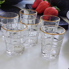 Набір 6 чарок 50 мл Fortress з прозорого скла та золотим обідком