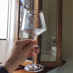 Келих для червоного вина 450 мл шестикутний Transparent Turquoise (1 шт) з прозорого скла