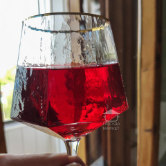 Келих для червоного вина 450 мл шестикутний Transparent Turquoise (1 шт) з прозорого скла