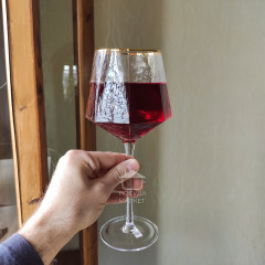 Келих для червоного вина 450 мл шестикутний Transparent Turquoise (1 шт) з прозорого скла