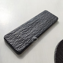 Брускетниця-камінь 30х10 см, прямокутне чорне матове блюдо для суші та закусок Black Obelisk