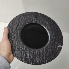 Тарелка обеденная круглая черная 27,5 см Black Obelisk, матовый/глянцевый цвет 