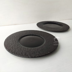 Тарелка обеденная круглая черная 27,5 см Black Obelisk, матовый/глянцевый цвет 