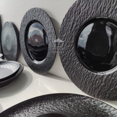 Тарелка обеденная круглая черная 27,5 см Black Obelisk, матовый/глянцевый цвет 