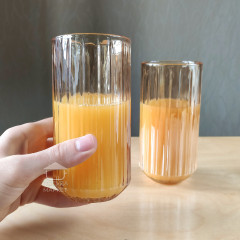 Набор 6 высоких стаканов хайбол с гранями 350 мл Duke для воды, сока, коктейлей янтарного цвета