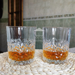 Набір 6 склянок 330 мл Crystal Rock з граненою структурою товстого скла для віскі, води, соку
