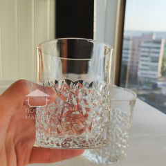 Набір 6 склянок 330 мл Crystal Rock з граненою структурою товстого скла для віскі, води, соку