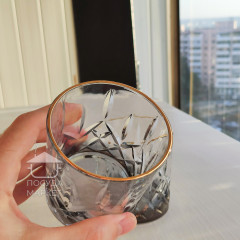 Набір 6 склянок 270 мл Smoke Crystal з граненою структурою товстого скла для віскі, води, соку