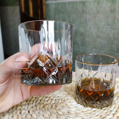 Набір 6 склянок 270 мл Smoke Crystal з граненою структурою товстого скла для віскі, води, соку