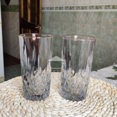 Набір 6 високих склянок 340 мл Smoke Crystal з гранованою структурою товстого скла для коктейлів, соку, води
