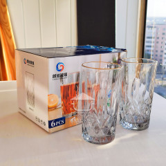 Набір 6 високих склянок 340 мл Smoke Crystal з гранованою структурою товстого скла для коктейлів, соку, води