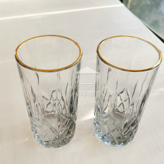 Набір 6 високих склянок 340 мл Smoke Crystal з гранованою структурою товстого скла для коктейлів, соку, води