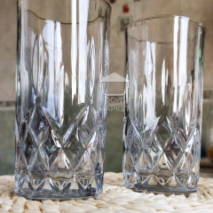 Набір 6 високих склянок 340 мл Smoke Crystal з гранованою структурою товстого скла для коктейлів, соку, води