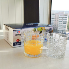 Набор 6 стаканов 270 мл Star с толстого стекла и рельефным узором для виски, воды, сока