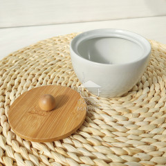 Цукорниця керамічна Scandi Minimal 200мл біла з бамбуковою кришкою
