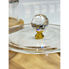 Набор круглых бамбуковых подставок (блюд) с крышкой для хранения выпечки, сладостей, макаронс, пирожных