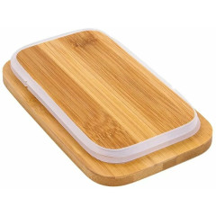 Белая керамическая масленка для сливочного масла с ножом и бамбуковой крышкой Buttercup