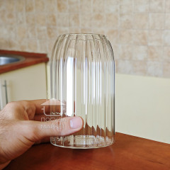 Велика висока фігурна склянка для коктейлів 750 мл Sauer, скляний прозорий незвичайний фігурний стакан для напоїв