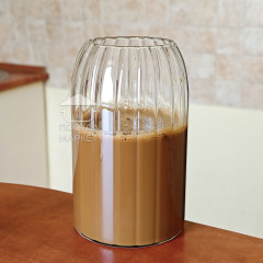 Велика висока фігурна склянка для коктейлів 750 мл Sauer, скляний прозорий незвичайний фігурний стакан для напоїв