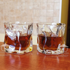 Набор 6 шт мятый стаканов 240 мл для виски/напитков/воды Rock, прозрачный фигурный стакан
