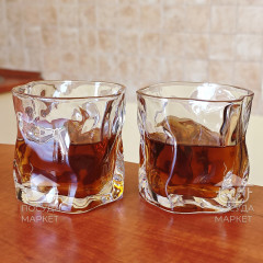 Набор 6 шт мятый стаканов 240 мл для виски/напитков/воды Rock, прозрачный фигурный стакан