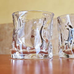 Набор 6 шт мятый стаканов 240 мл для виски/напитков/воды Rock, прозрачный фигурный стакан