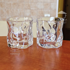 Набор 6 шт мятый стаканов 240 мл для виски/напитков/воды Rock, прозрачный фигурный стакан